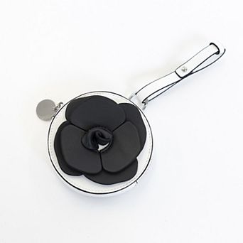 BCBGeneration Dimensional Flower Applique Circle Pouch Bag Charm