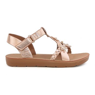 Yoki Kids' Braided Upper Flower Sandals