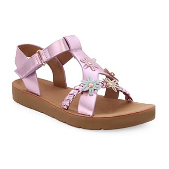 Yoki Kids' Braided Upper Flower Sandals