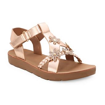 Yoki Kids' Braided Upper Flower Sandals