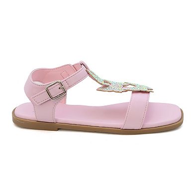 Yoki Girls' Rhinestone Butterfly Upper Sandals