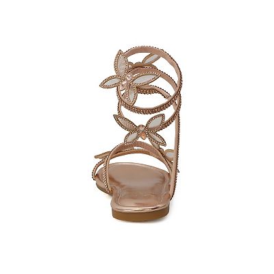 Yoki Polly Girls' Rhinestone Butterfly Gladiator Sandals
