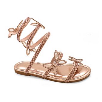 Yoki Polly Girls' Rhinestone Butterfly Gladiator Sandals
