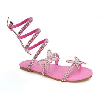 Yoki Polly Girls' Rhinestone Butterfly Gladiator Sandals