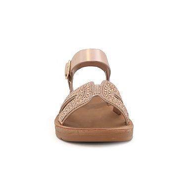 Yoki Brynn Rhinestone H-Band Girls' Ankle Strap Sandals