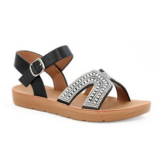 Yoki Brynn Rhinestone H-Band Girls' Ankle Strap Sandals
