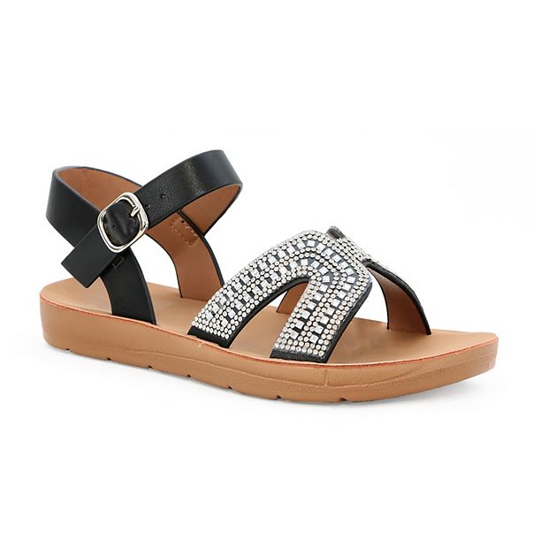【COLOR iN ID】jewellery strap sandals Yoki Brynn Rhinestone H-Band Girls' Ankle Strap Sandals