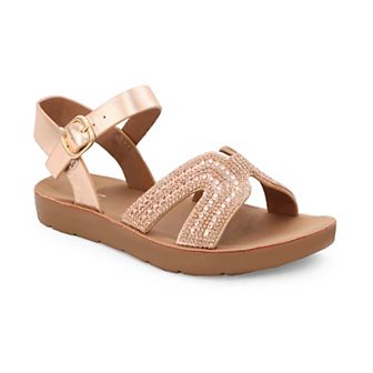 Yoki Brynn Rhinestone H-Band Girls' Ankle Strap Sandals