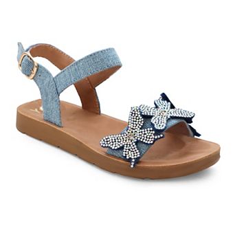 Yoki Brynn Butterfly Rhinestone Girls' Upper Sandals