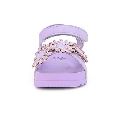 Yoki Toddler Girls' Glitter Flower Ankle Strap Sandals