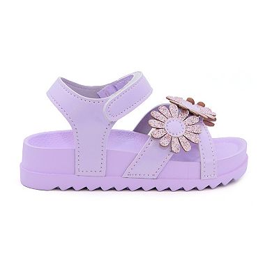 Yoki Toddler Girls' Glitter Flower Ankle Strap Sandals