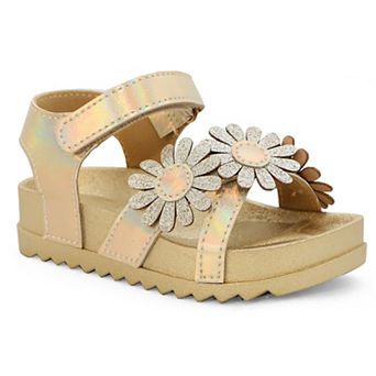 Yoki Toddler Girls' Glitter Flower Ankle Strap Sandals