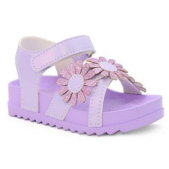 Yoki Toddler Girls' Glitter Flower Ankle Strap Sandals