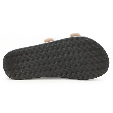 Yoki Gienna Rhinestone Strap Metallic Girls' Cork Bottom Sandals