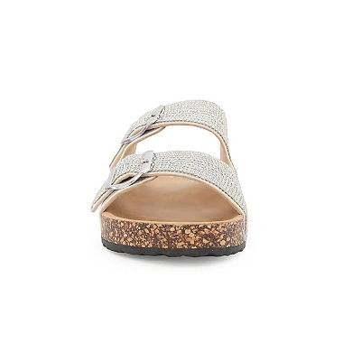 Yoki Gienna Rhinestone Strap Metallic Girls' Cork Bottom Sandals