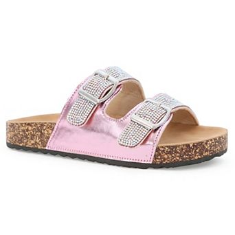 Yoki Gienna Rhinestone Strap Metallic Girls' Cork Bottom Sandals
