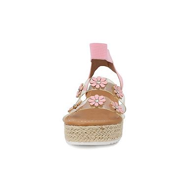 Yoki Mallen Platform Espadrille Upper Flower Girls' Sandals