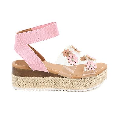 Yoki Mallen Platform Espadrille Upper Flower Girls' Sandals
