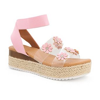 Yoki Mallen Platform Espadrille Upper Flower Girls' Sandals
