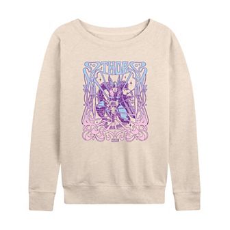 Women's Marvel Thor Floral French Terry Long Sleeve Tee