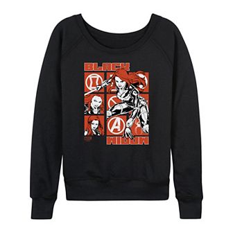 Women's Marvel Black Widow Grid French Terry Long Sleeve Tee
