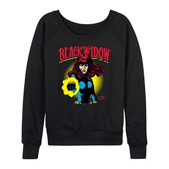 Women's Marvel Black Widow Comic Portrait French Terry Long Sleeve Tee