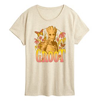 Women's Marvel Guardians of the Galaxy Groot Florals Retro Graphic Tee