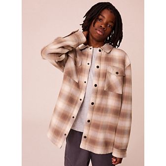 Boys 4-12 NEXT Ecru Check Borg Lined Shaket