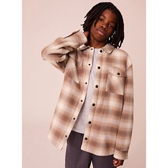 Boys 4-12 NEXT Ecru Check Borg Lined Shaket