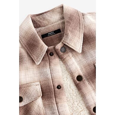 Boys 4-12 NEXT Ecru Check Borg Lined Shaket