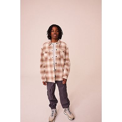 Boys 4-12 NEXT Ecru Check Borg Lined Shaket