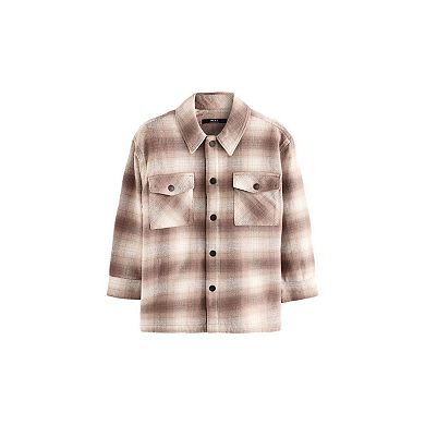 Boys 4-12 NEXT Ecru Check Borg Lined Shaket
