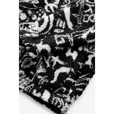 Boys 4-12 NEXT Black / White Printed Zip Through Borg Fleece