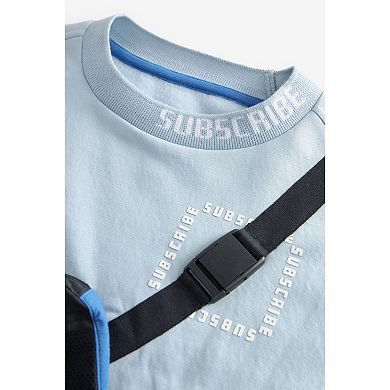 Boys 4-12 NEXT Crew Neck Sweat Shirt with Sub5cribe Crossbody Bag