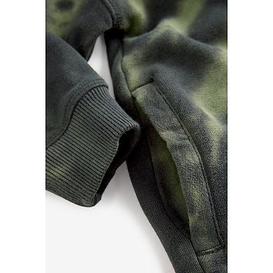 Boys 4-12 NEXT Dark Green Grunge Tie Dye 100% Cotton Hoodie
