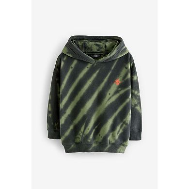 Boys 4-12 NEXT Dark Green Grunge Tie Dye 100% Cotton Hoodie