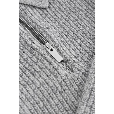 Boys 4-12 NEXT Long Sleeve Channel Knit Quarter Zip Polo Shirt
