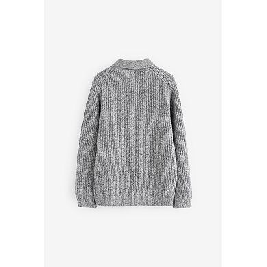 Boys 4-12 NEXT Long Sleeve Channel Knit Quarter Zip Polo Shirt
