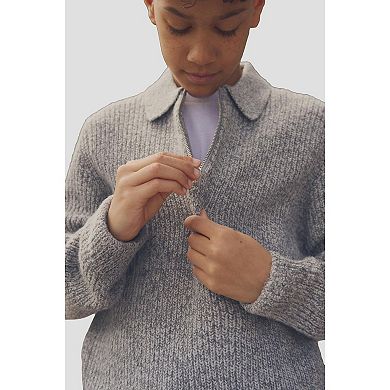 Boys 4-12 NEXT Long Sleeve Channel Knit Quarter Zip Polo Shirt