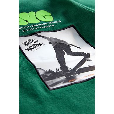 Boys 4-12 NEXT Green Hooded Long Sleeve Skate 100% Cotton T-Shirt