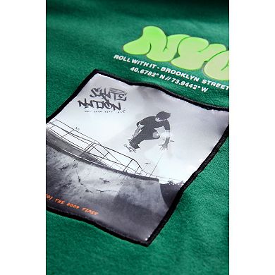 Boys 4-12 NEXT Green Hooded Long Sleeve Skate 100% Cotton T-Shirt