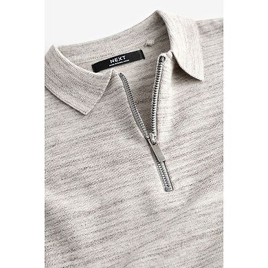 Boys 4-12 NEXT Neutral Long Sleeve Quarter Zip Polo Shirt