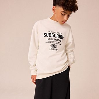 Boys 4-12 NEXT Cream Sub5cribe Crewneck Sweat Shirt