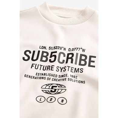 Boys 4-12 NEXT Cream Sub5cribe Crewneck Sweat Shirt
