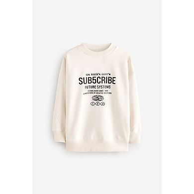 Boys 4-12 NEXT Cream Sub5cribe Crewneck Sweat Shirt
