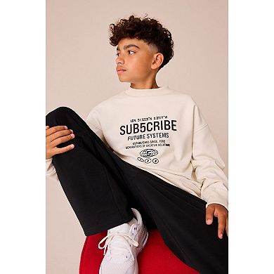 Boys 4-12 NEXT Cream Sub5cribe Crewneck Sweat Shirt