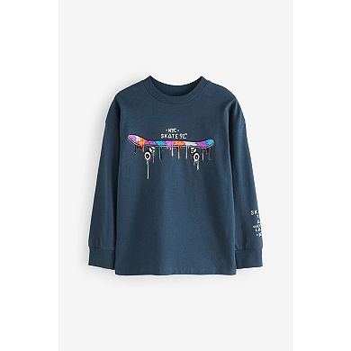 Boys 4-12 NEXT Long Sleeve Graphic 100% Cotton T-Shirt
