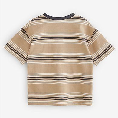 Boys 4-12 NEXT Stone Relaxed Fit Stripe Heavyweight Short Sleeve Cotton T-Shirt