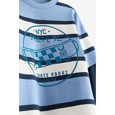 Boys 4-12 NEXT Blue Stripe Skate Cotton Long Sleeve T-Shirt