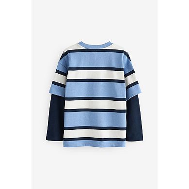 Boys 4-12 NEXT Blue Stripe Skate Cotton Long Sleeve T-Shirt